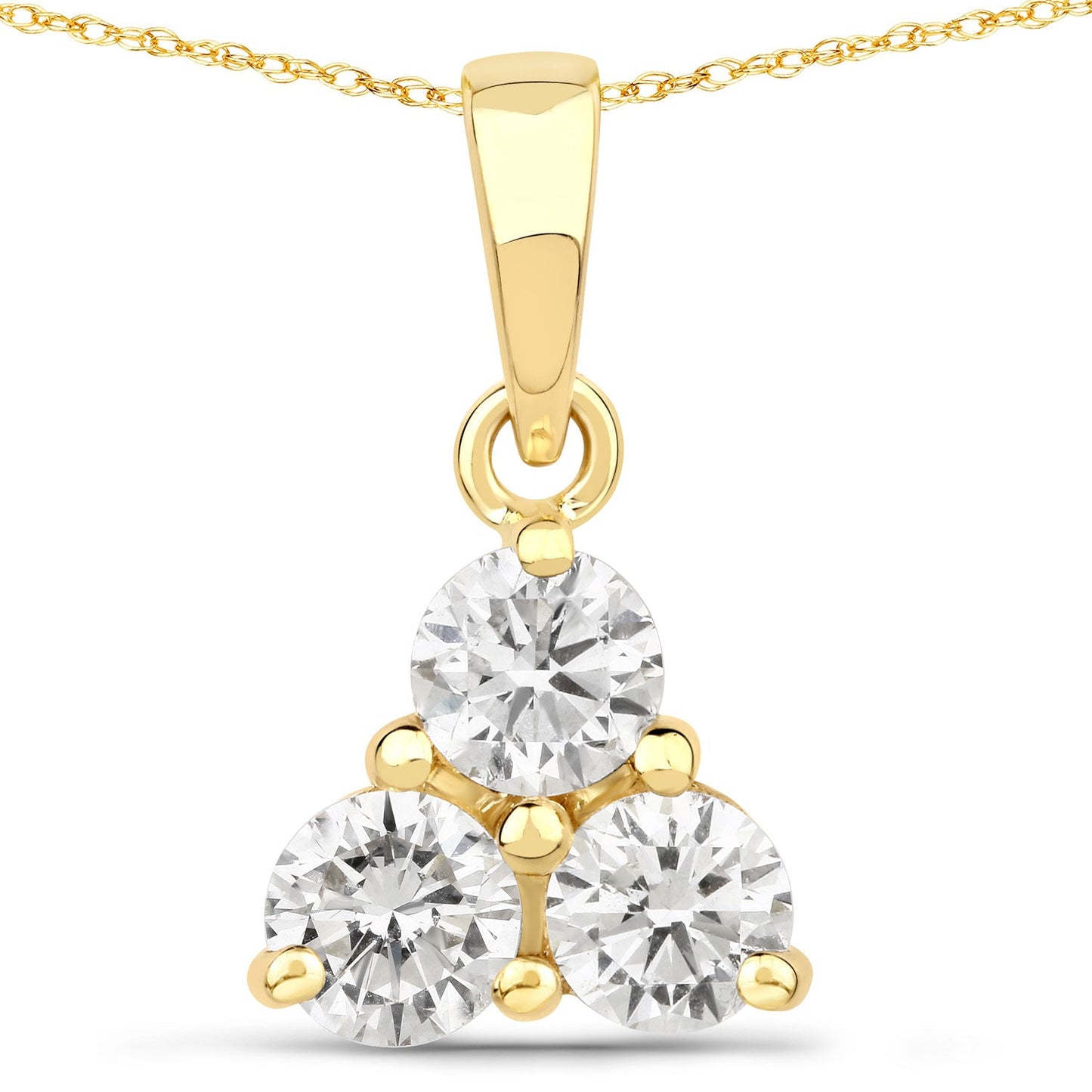 0.75 Carat Genuine Lab Grown Diamond 14K Yellow Gold Pendant
