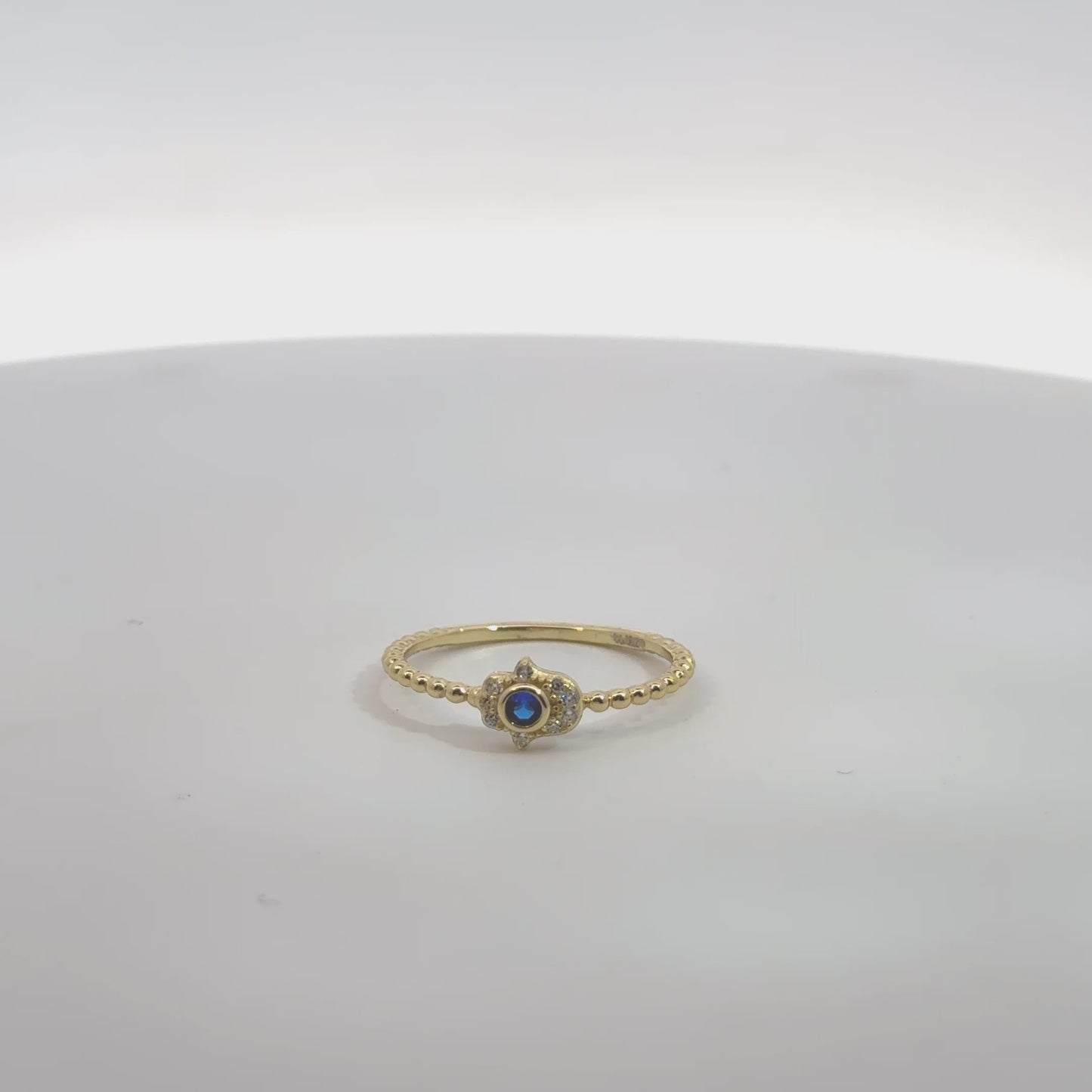 Hamsa Hand Sapphire Ring Gold