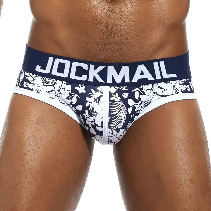 JOCKMAIL Men's Print Underwear Brief (Bulge Pouch, Low Waist, Cotton)