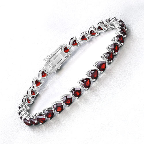 15.50 Carat Genuine Garnet .925 Sterling Silver Bracelet