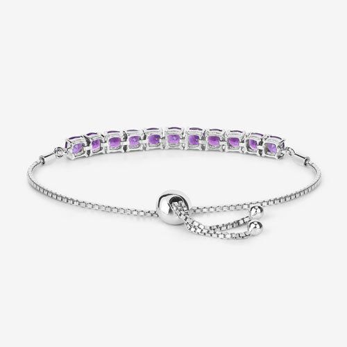 6.05 Carat Genuine Amethyst .925 Sterling Silver Bracelet