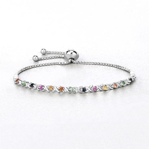 0.88 Carat Genuine Multi Sapphire .925 Sterling Silver Bracelet