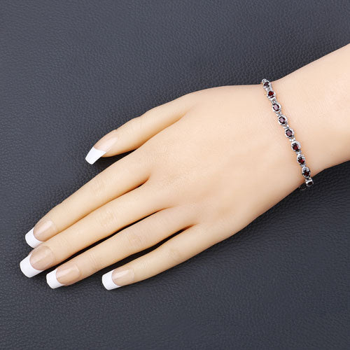 1.80 Carat Genuine Garnet .925 Sterling Silver Bracelet