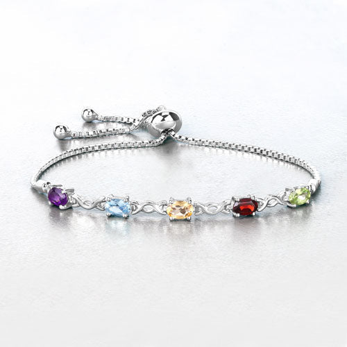 2.24 Carat Genuine Multi Stone .925 Sterling Silver Bracelet
