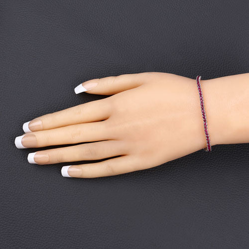 4.44 Carat Genuine Ruby .925 Sterling Silver Bracelet