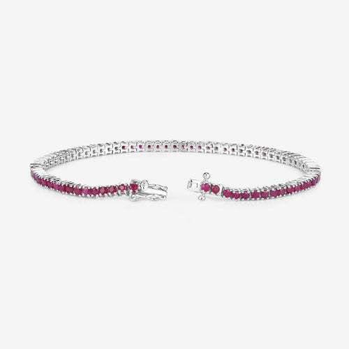 4.44 Carat Genuine Ruby .925 Sterling Silver Bracelet