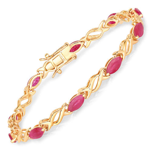 5.00 Carat Genuine Ruby 10K Yellow Gold Bracelet