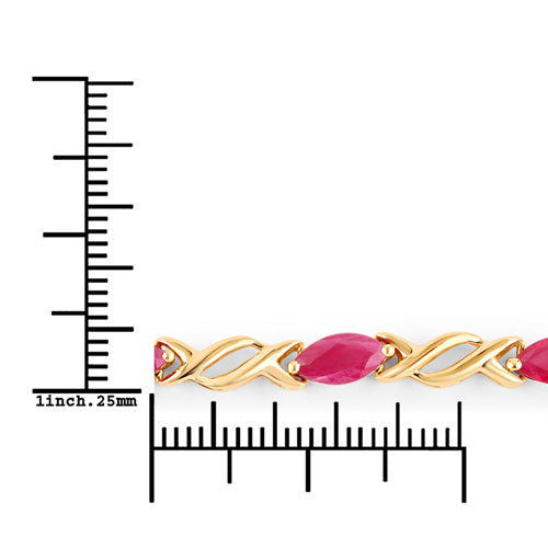 5.00 Carat Genuine Ruby 10K Yellow Gold Bracelet