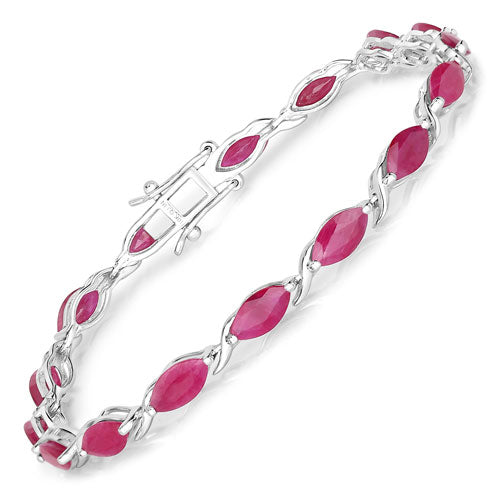 8.00 Carat Genuine Ruby 10K White Gold Bracelet