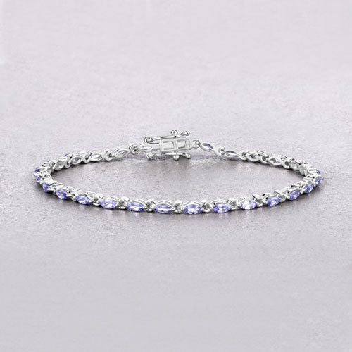 3.78 Carat Genuine Tanzanite .925 Sterling Silver Bracelet