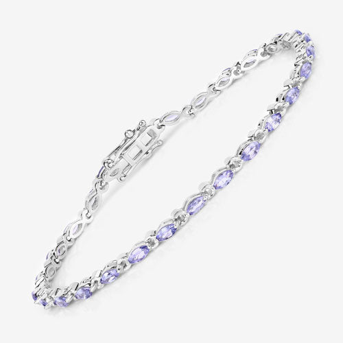 3.78 Carat Genuine Tanzanite .925 Sterling Silver Bracelet