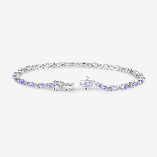 3.78 Carat Genuine Tanzanite .925 Sterling Silver Bracelet
