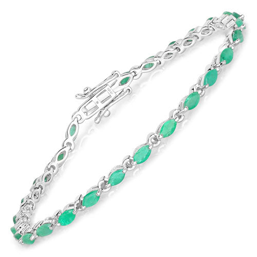 3.24 Carat Genuine Zambian Emerald .925 Sterling Silver Bracelet