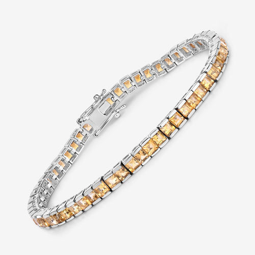 8.25 Carat Genuine Citrine .925 Sterling Silver Bracelet