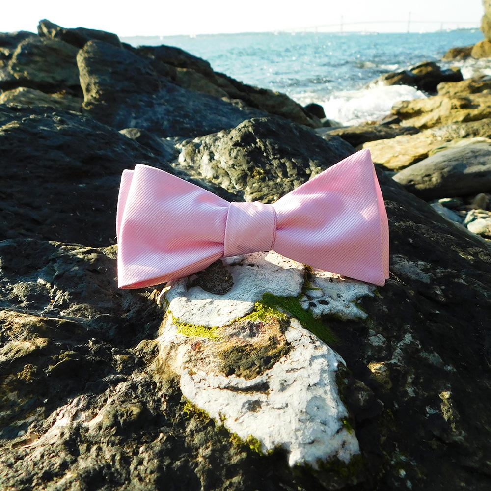 Solid Color Bow Tie - Pink, Woven Silk, Adult