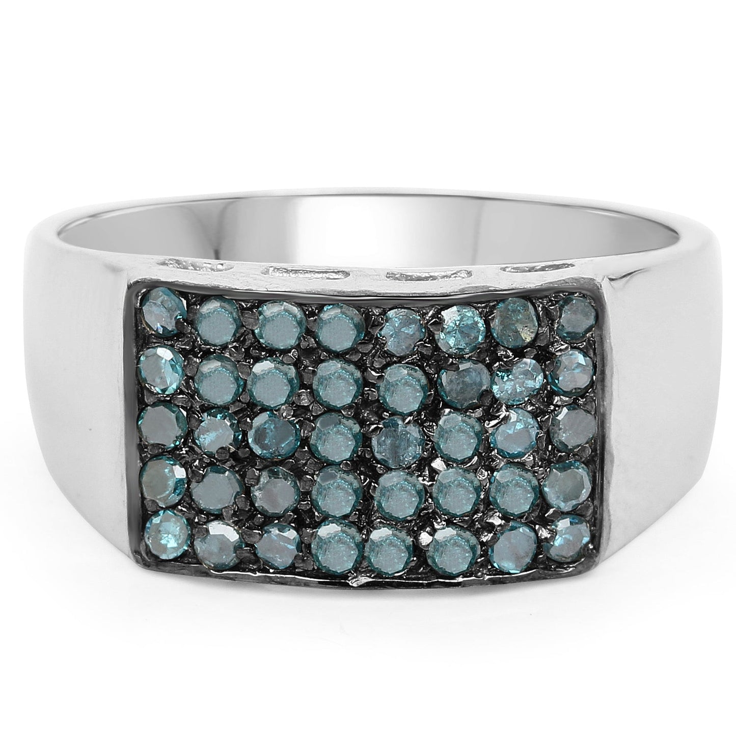 0.48 Carat Genuine Blue Diamond .925 Sterling Silver Ring