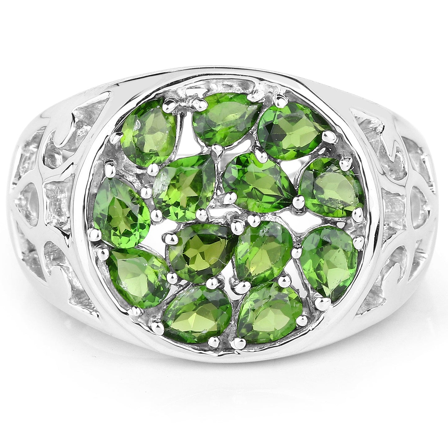 2.21 Carat Genuine Chrome Diopside .925 Sterling Silver Ring