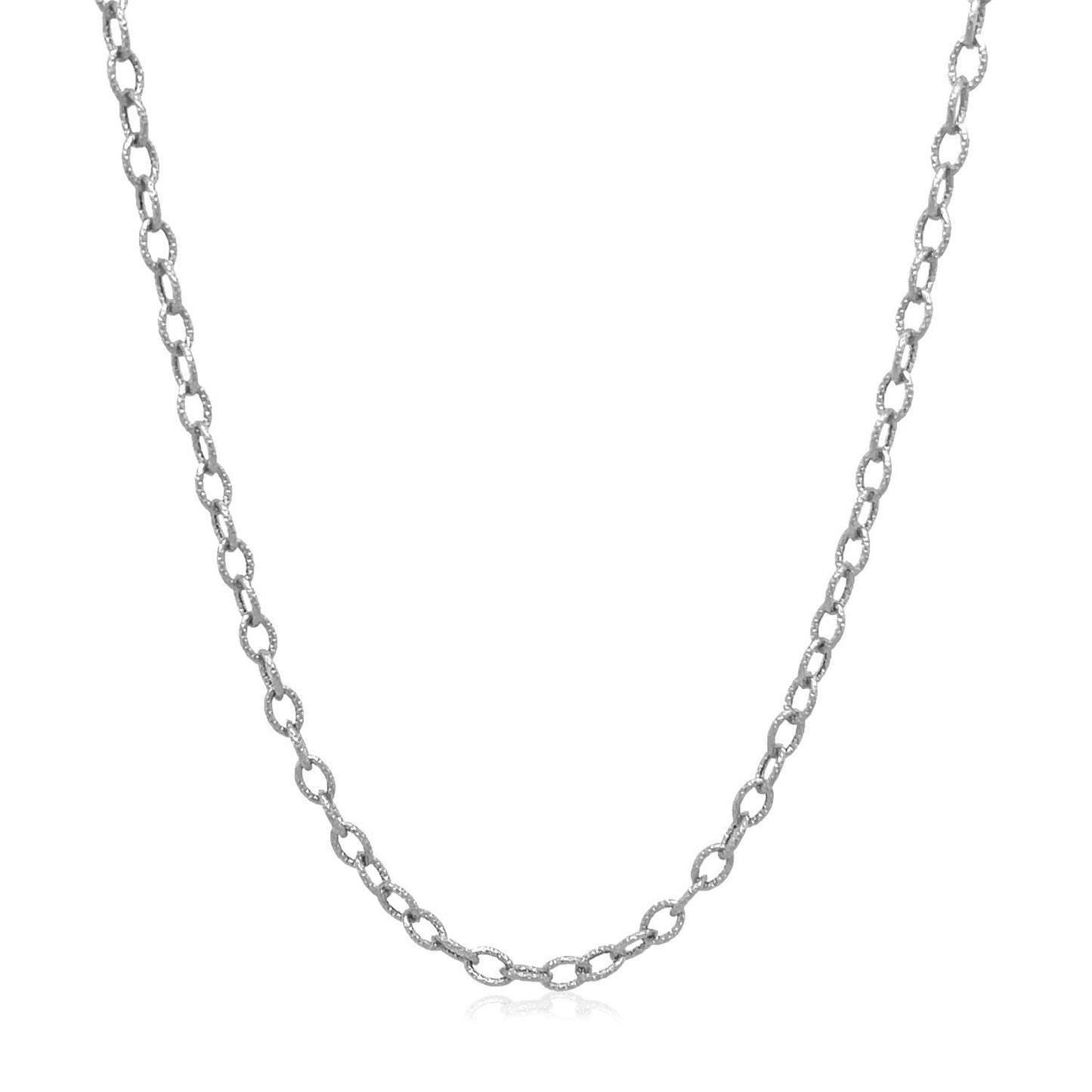 2.5mm 14k White Gold Pendant Chain with Textured Links