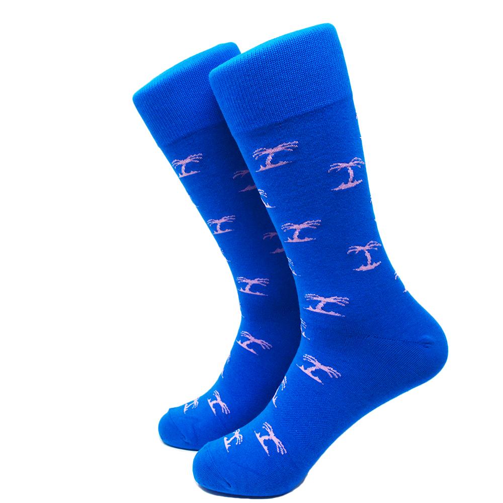 Palm Tree Socks - Men's Mid Calf - Blue