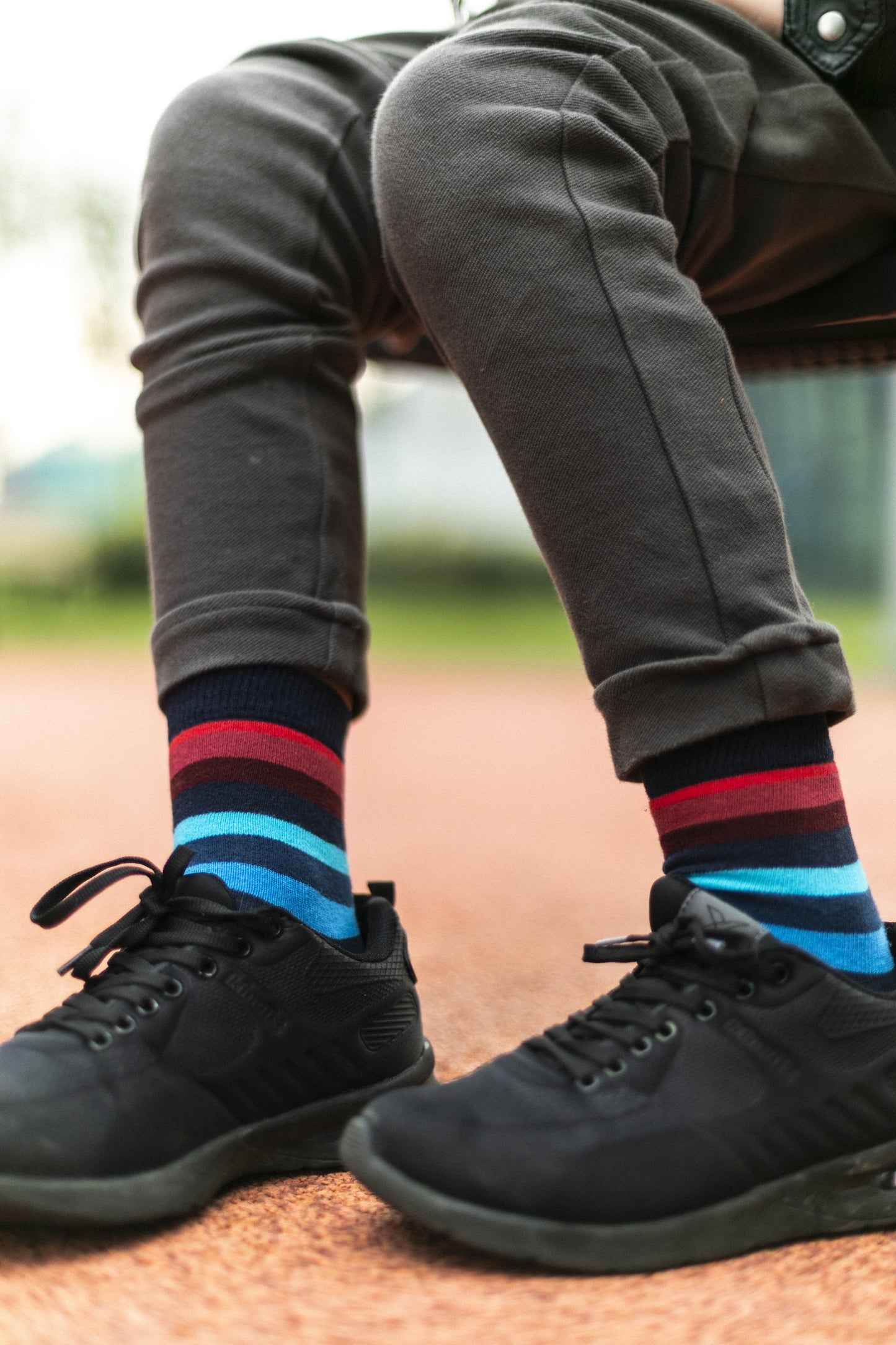 Kids Black Grape Stripe Socks