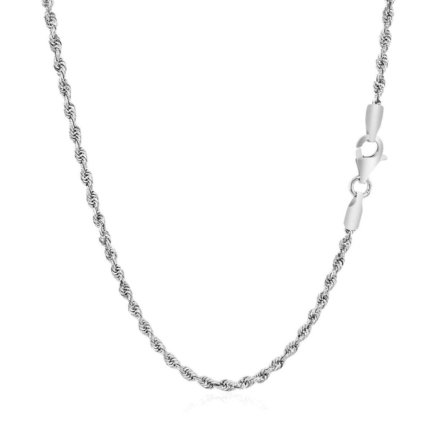 2.25mm 14k White Gold Solid Diamond Cut Rope Chain