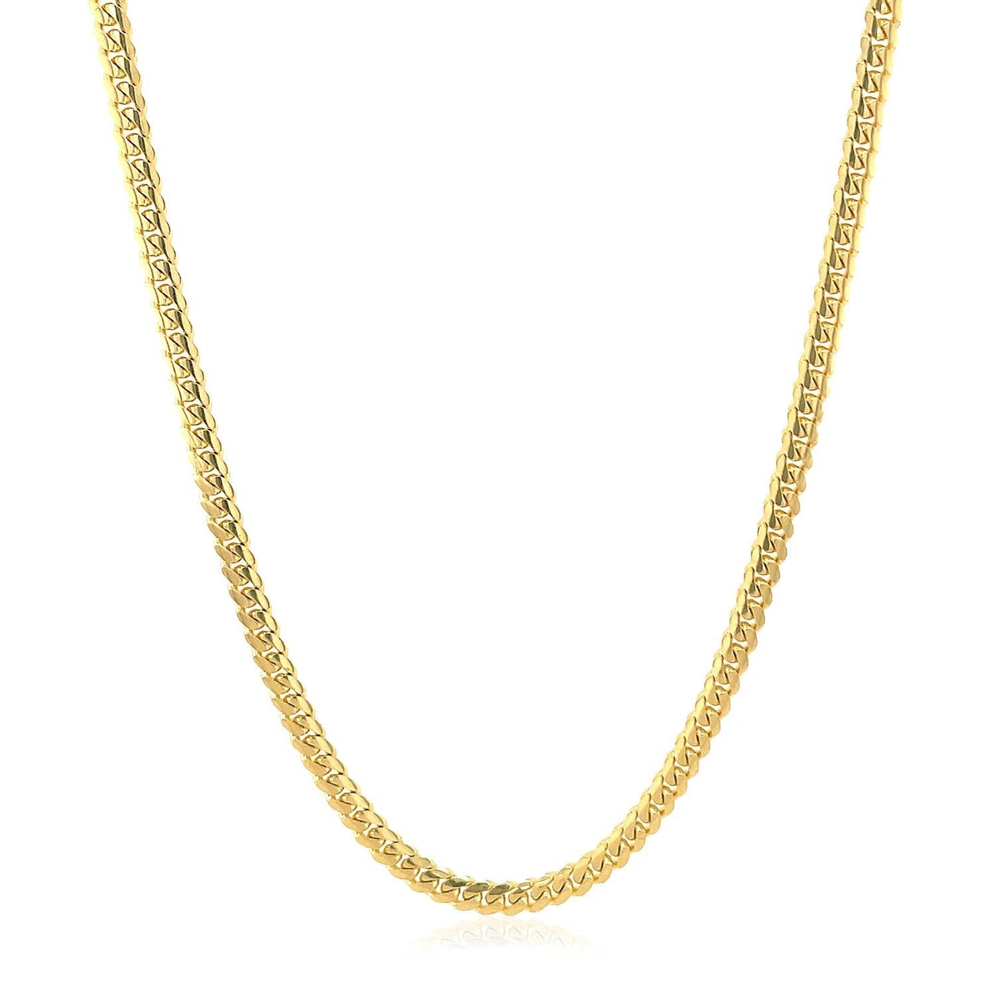 2.6mm 14k Yellow Gold Classic Solid Miami Cuban Chain