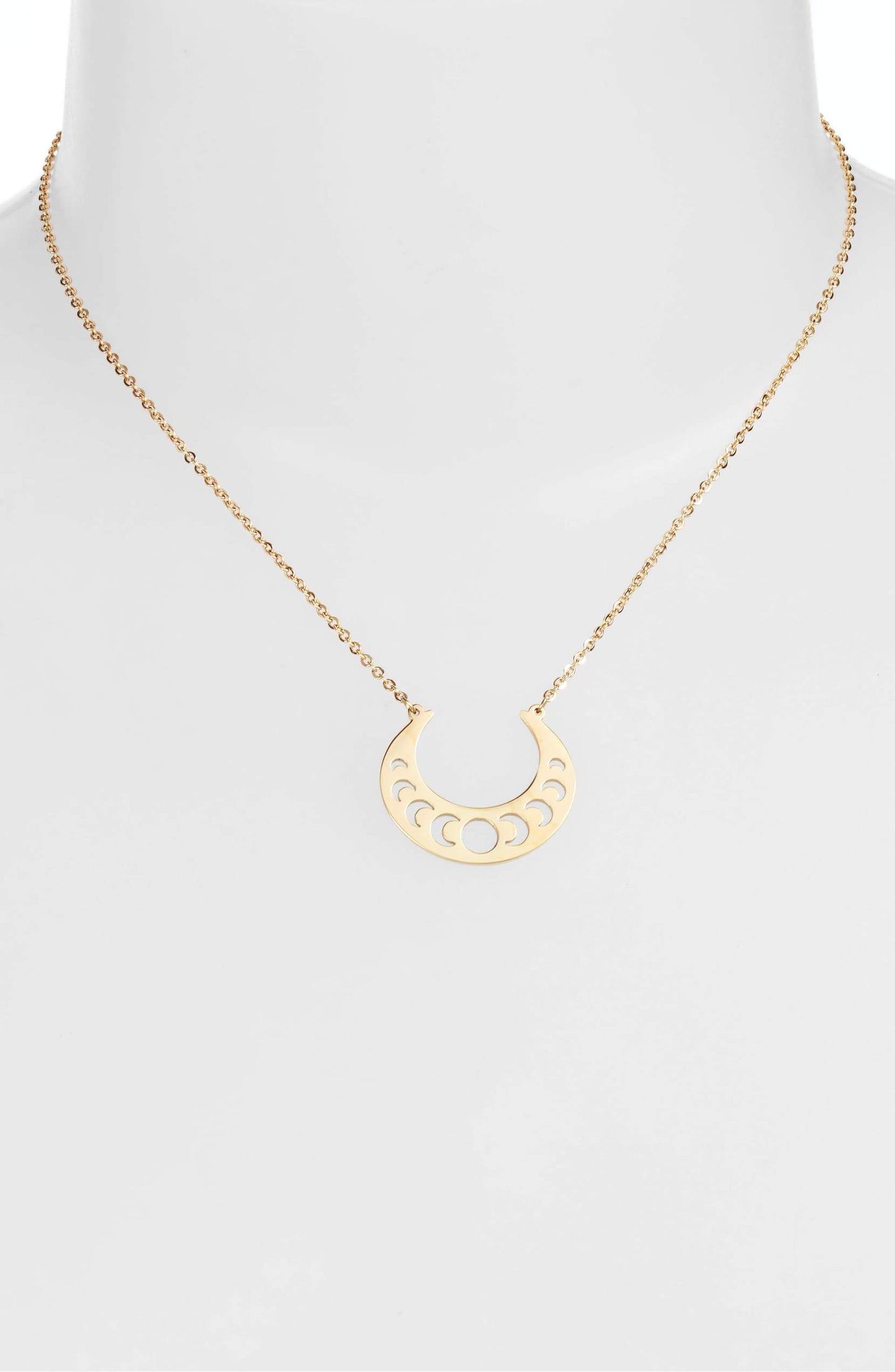 Open Crescent Focal Necklace - Gold