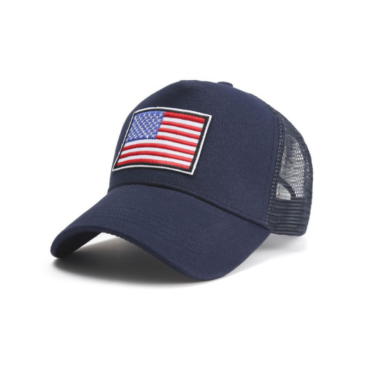 Gorra de camionero con bandera estadounidense y correa ajustable