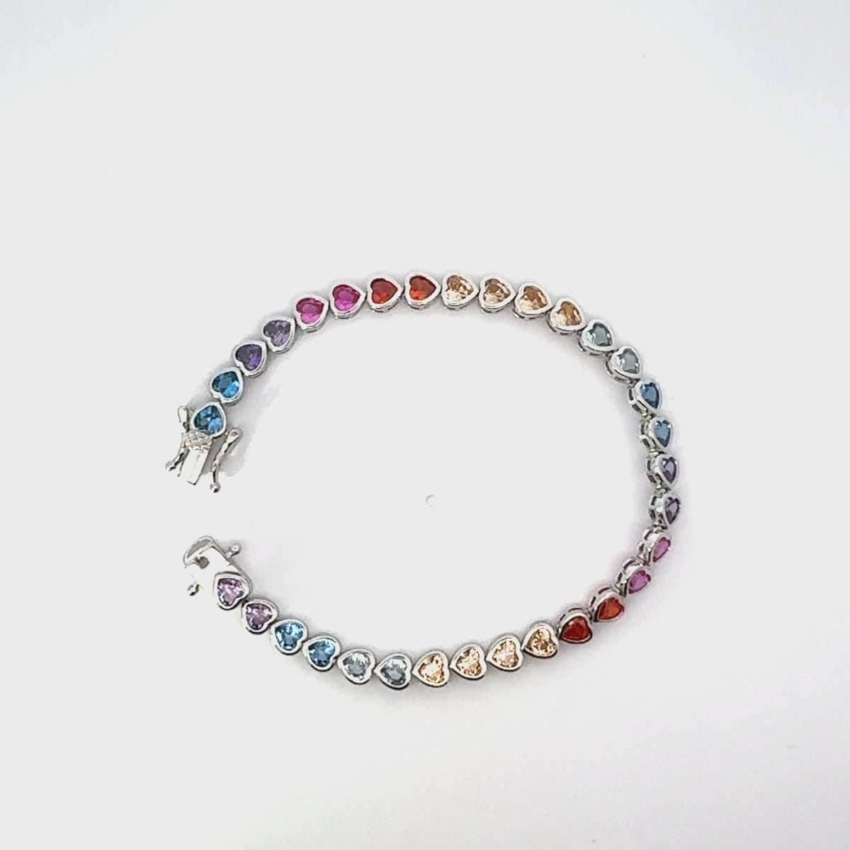 Heart Garland Tennis Bracelet Multicoloured Silver