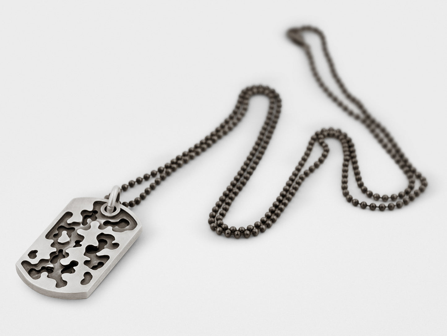 Camouflage Dog Tag Necklace in Sterling Silver