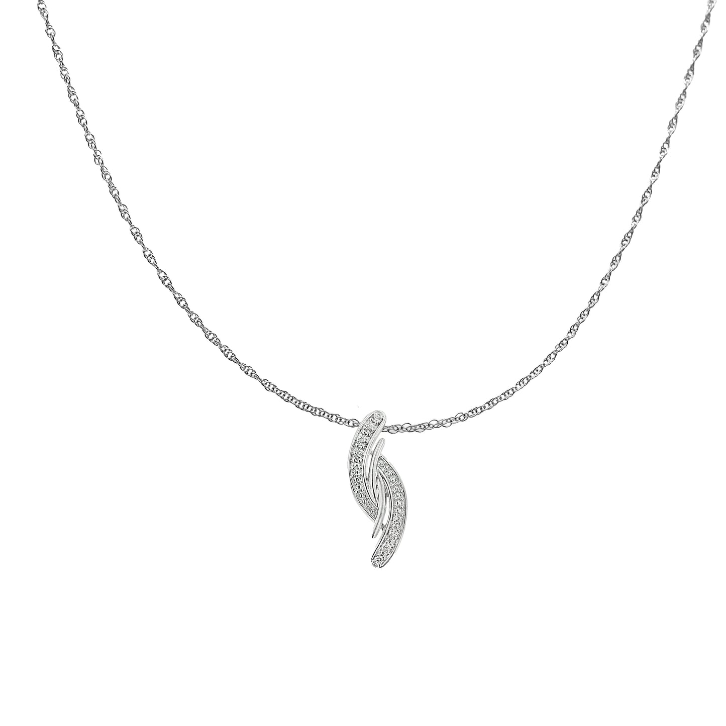 .925 Sterling Silver Diamond Accent Bypass Curve 18" Pendant Necklace (I-J Color, I3 Clarity)