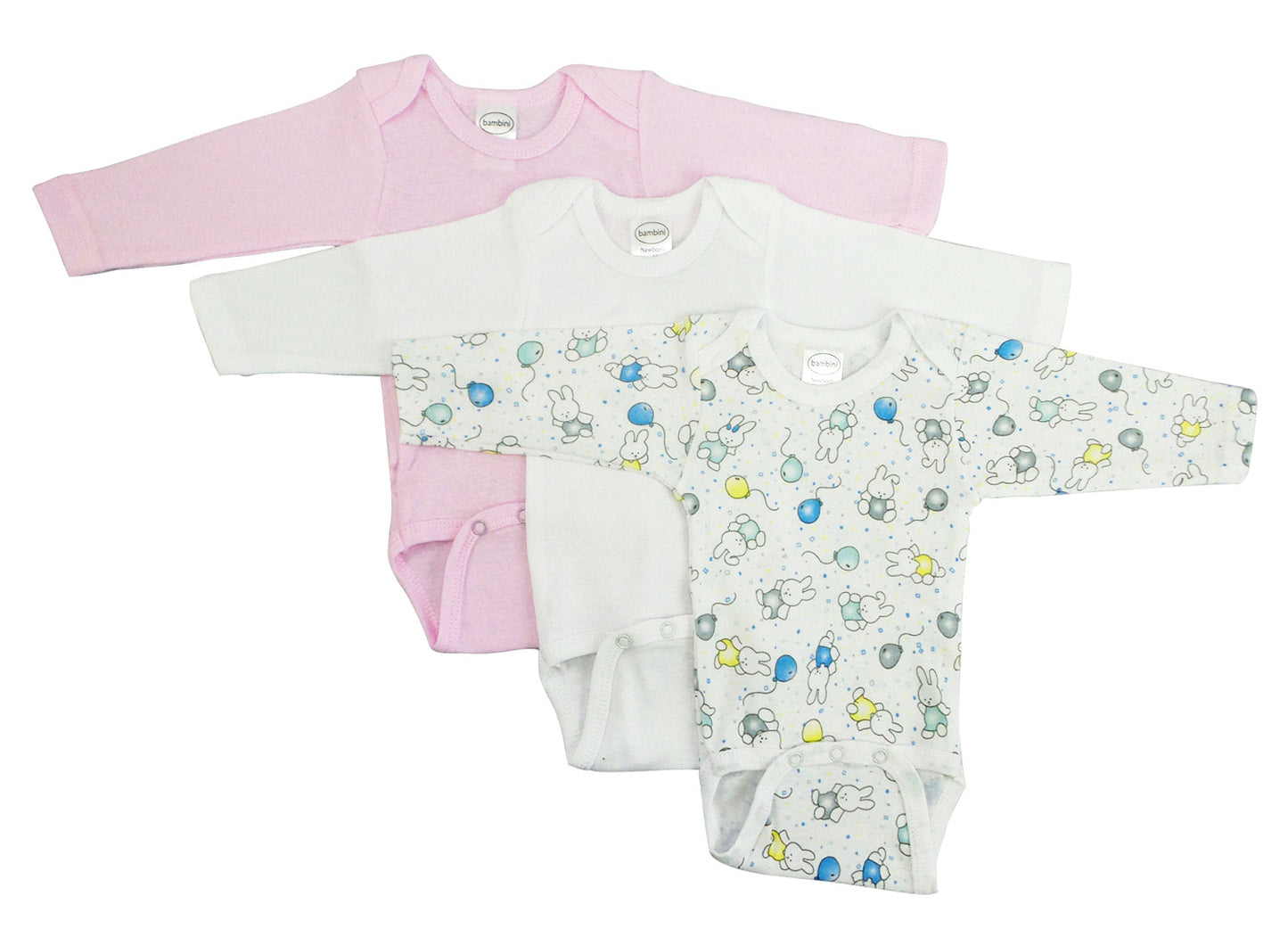 Bambini Girl's Long Sleeve Printed Onezie Variety Pack