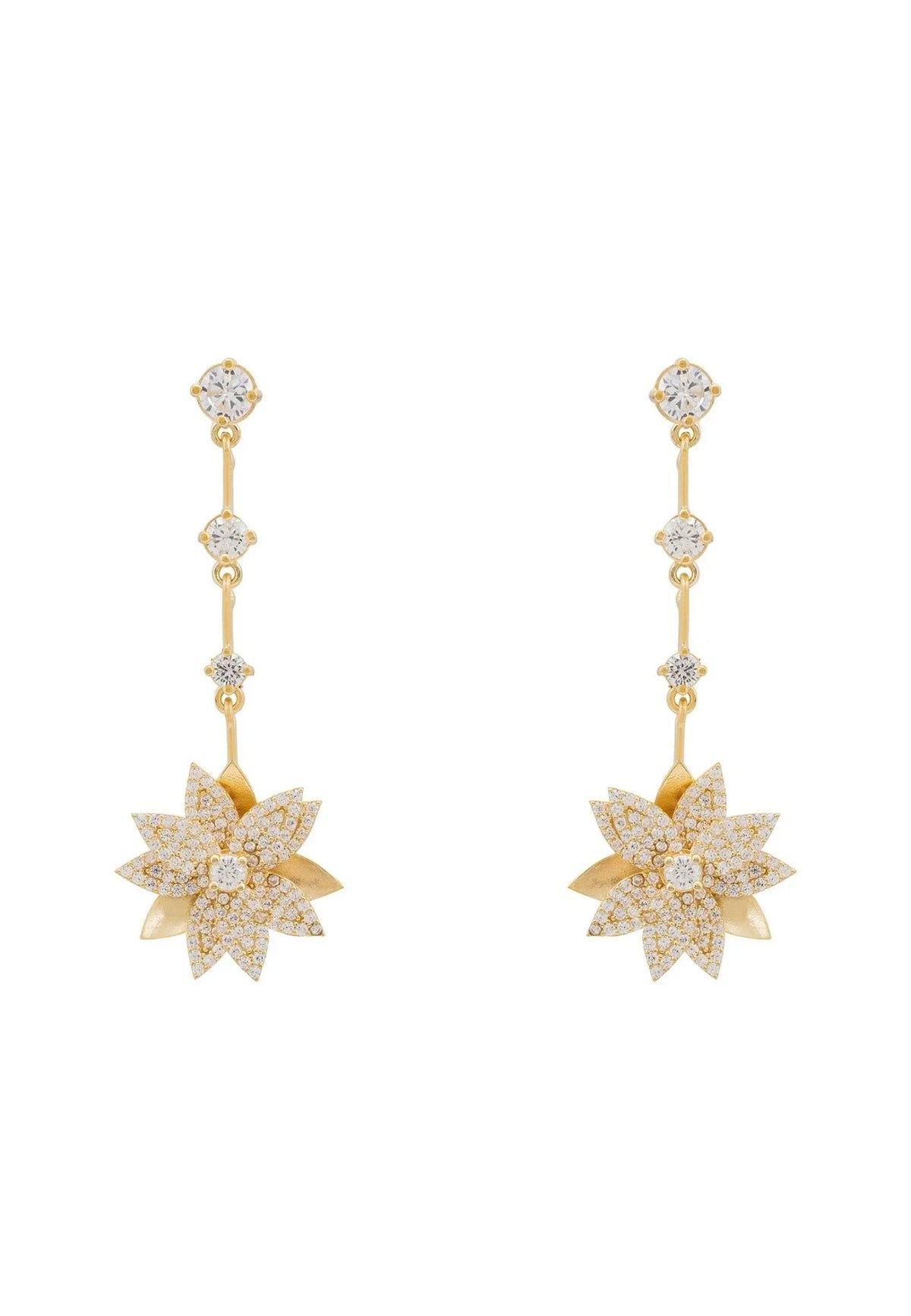 Dahlia Drop Earrings Gold White