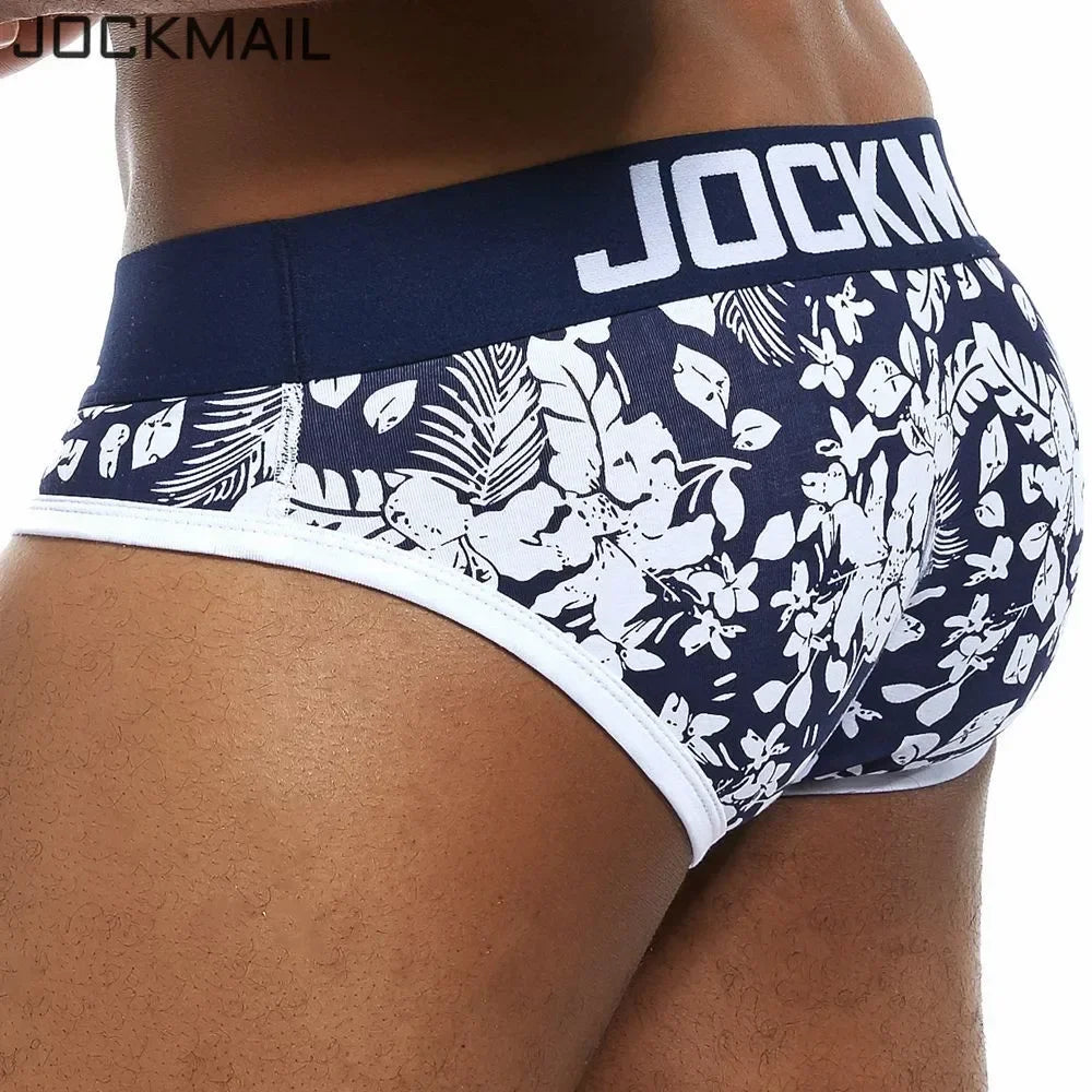 JOCKMAIL Men's Print Underwear Brief (Bulge Pouch, Low Waist, Cotton)