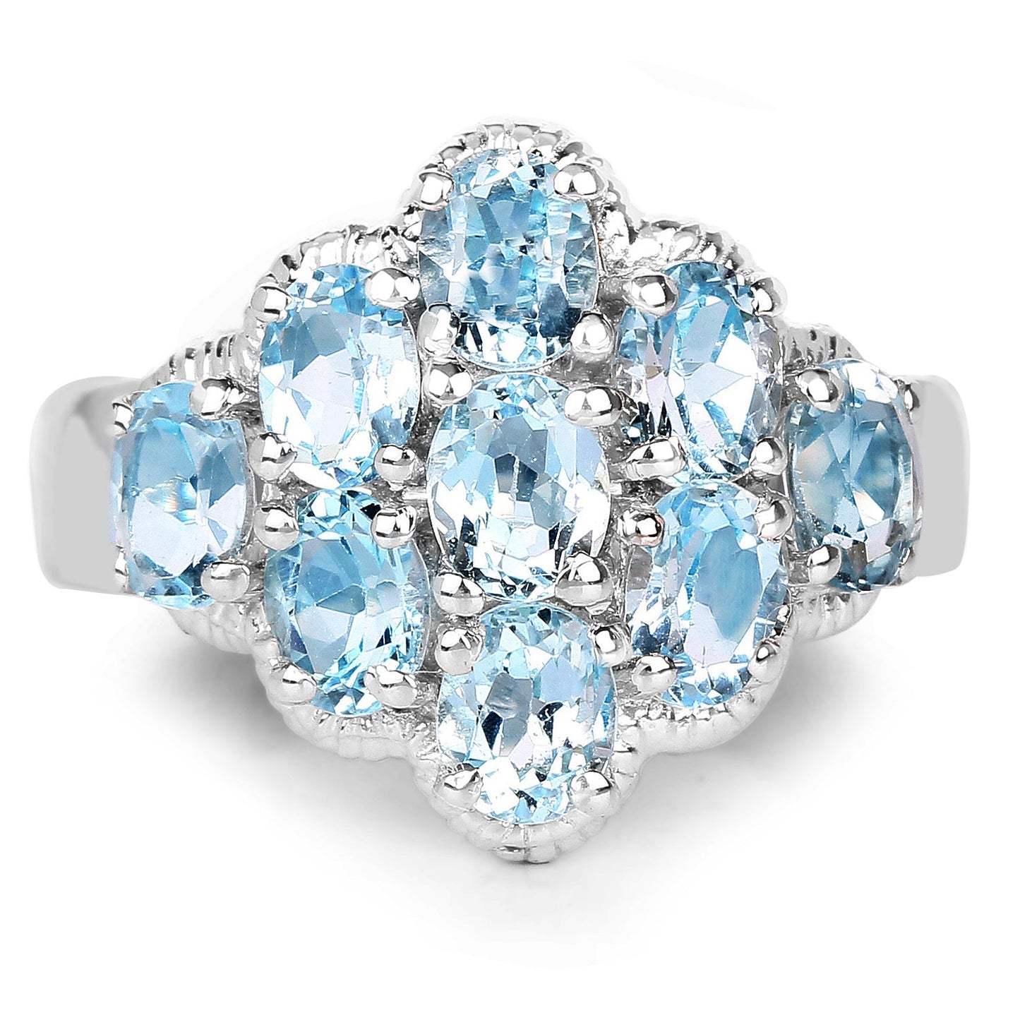 3.24 Carat Genuine Blue Topaz .925 Sterling Silver Ring