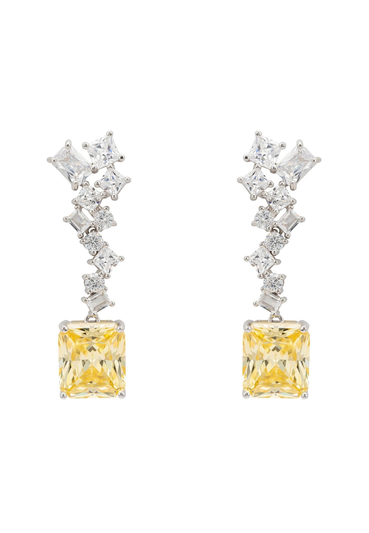 Diana Lemon Topaz Drop Earrings Silver