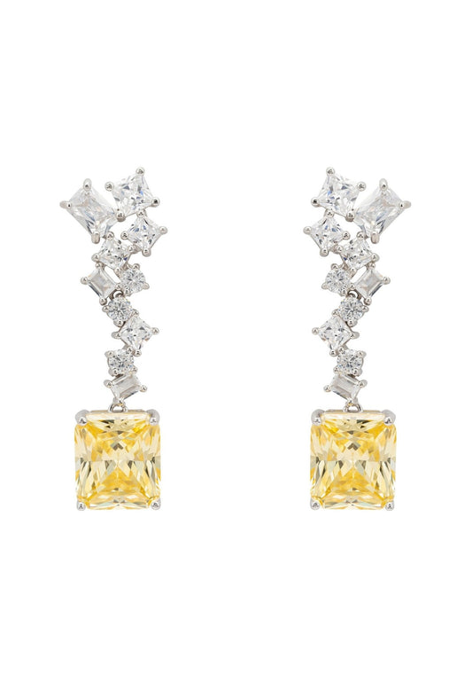 Diana Lemon Topaz Drop Earrings Silver