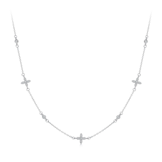925 Sterling Silver White Gold Plated CZ Pendant Necklace for Women