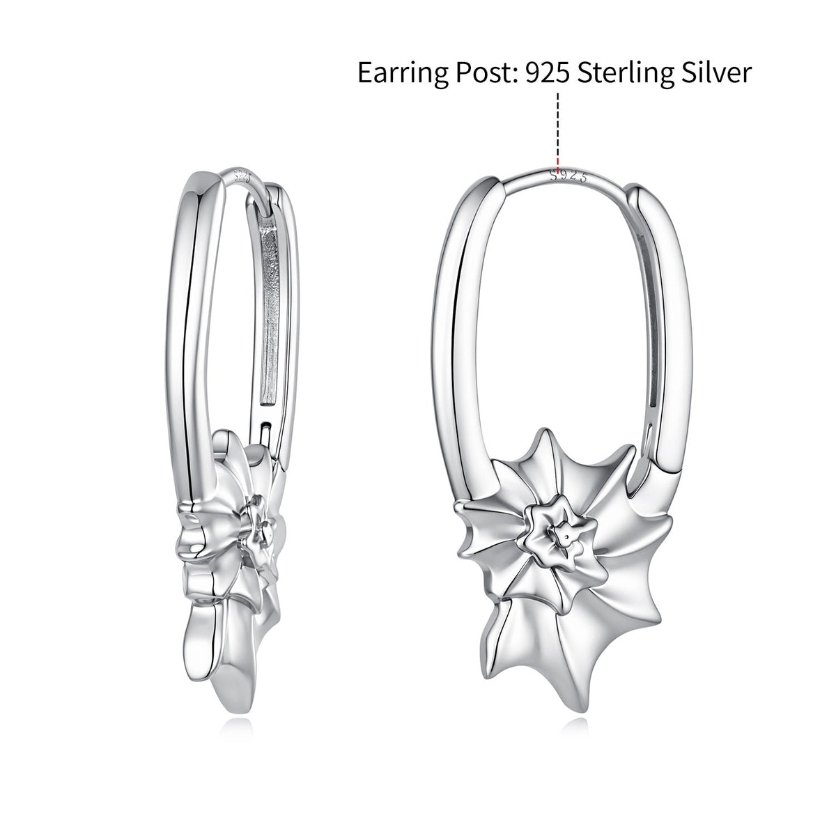 925 Sterling Silver White Gold Plated 2.7cm Hoop Earrings for Women