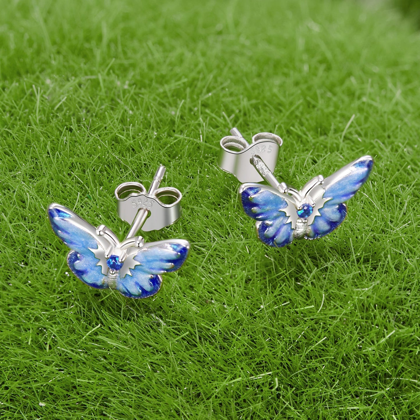 925 Sterling Silver Enamel Pavé Cz Earrings for Women