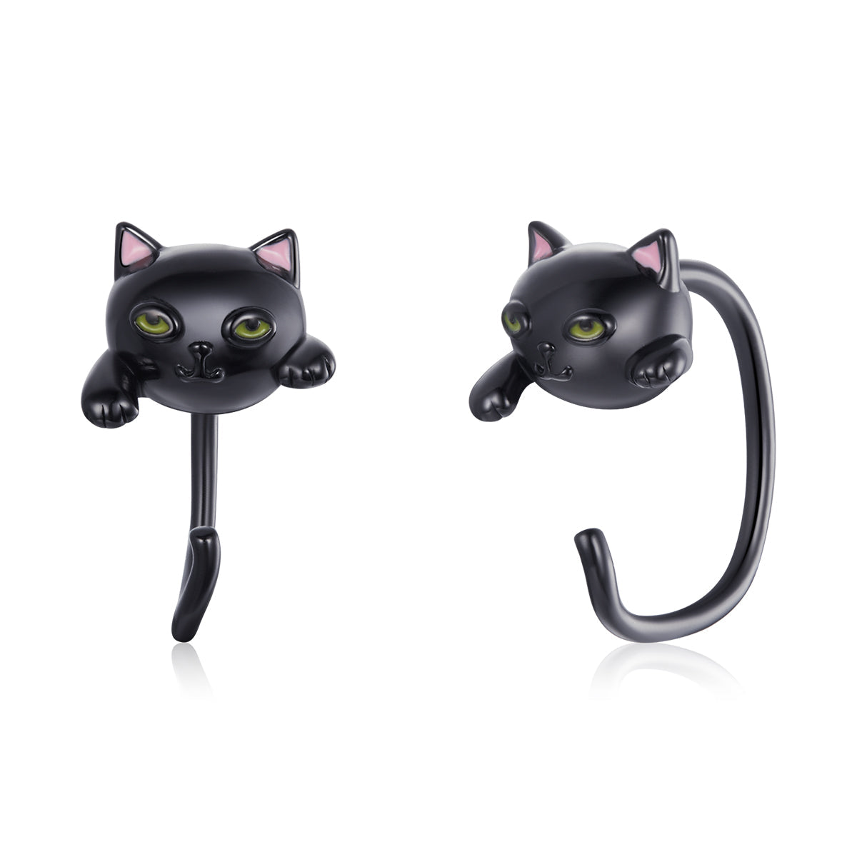 925 Sterling Silver Earrings with Black Gold Enamel for Women