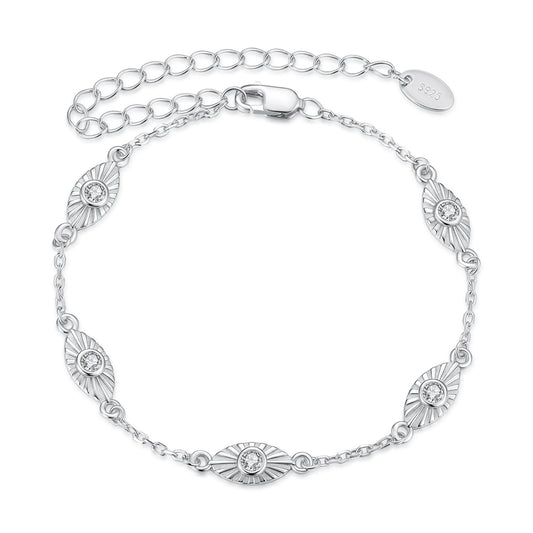 925 Sterling Silver White Gold Plated Bracelet with CZ Pendants for Women