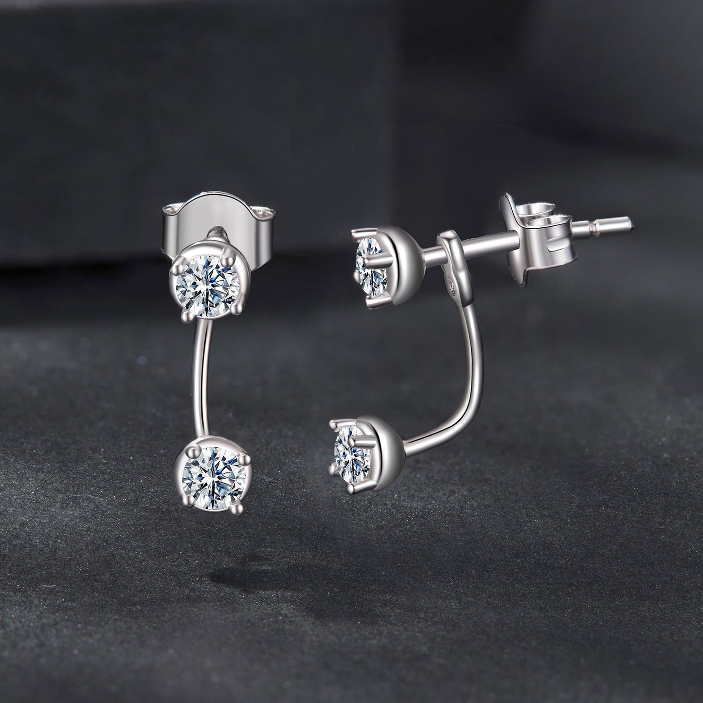 925 Sterling Silver White Gold Plated Moissanite Earrings 0.1 Carat for Women