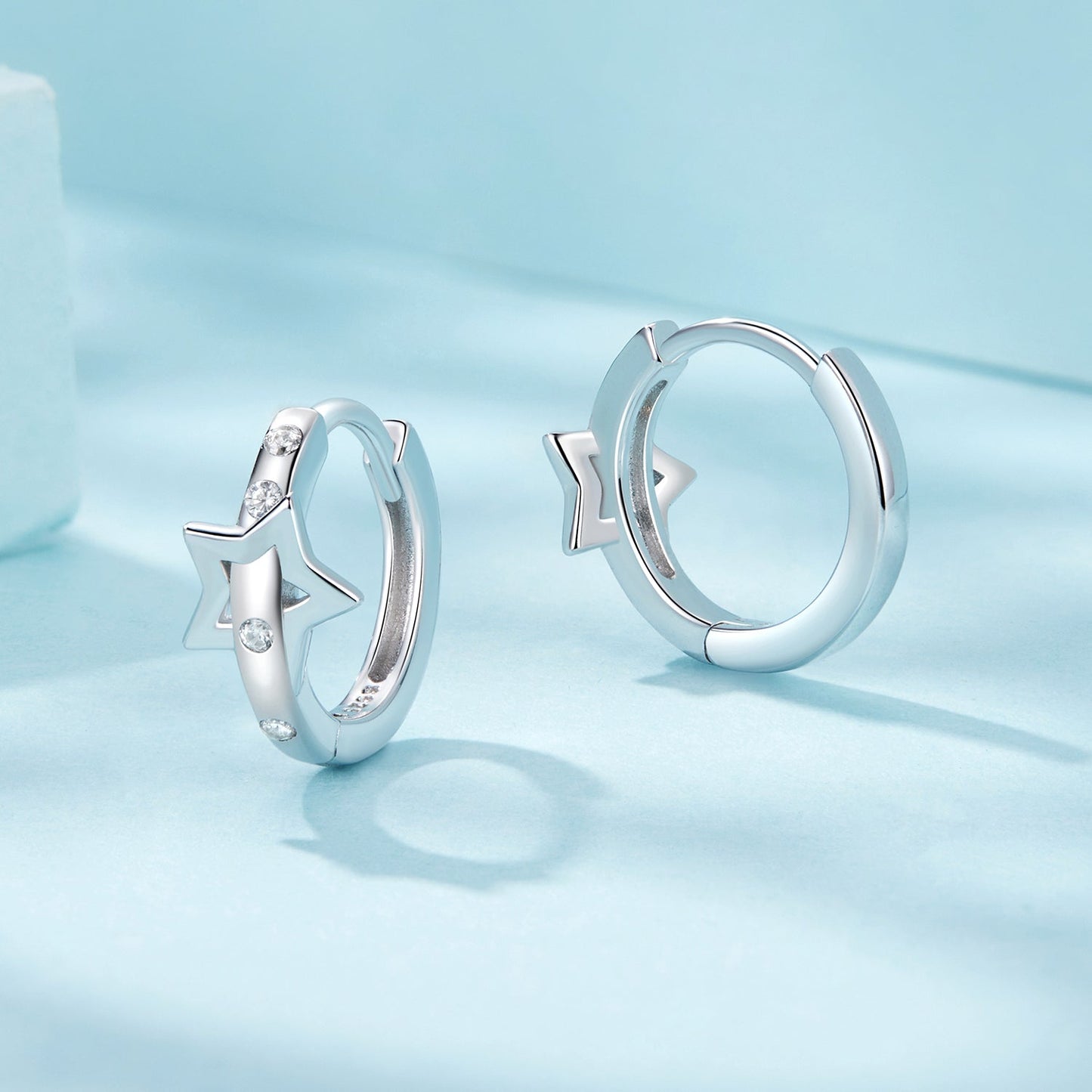 925 Sterling Silver & White Gold Earrings with Pavé Setting CZ - 12x6mm for Women