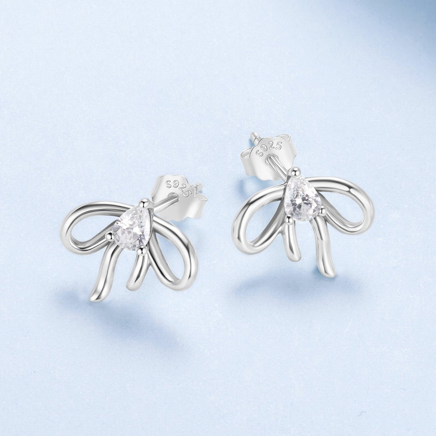 925 Sterling Silver Earrings with Pavé Setting & Oxidized Finish