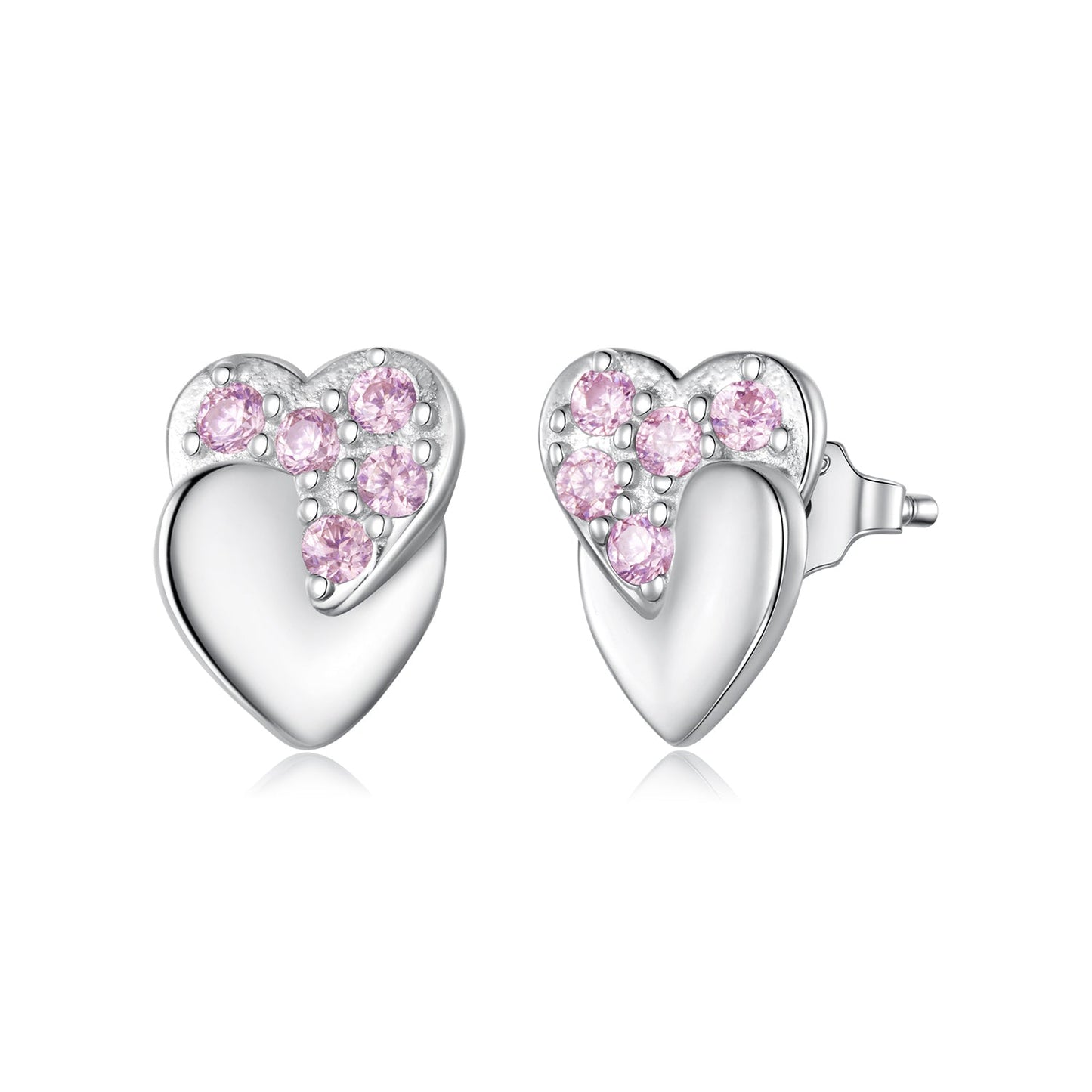 925 Sterling Silver White Gold Plated CZ Earrings 1.0x0.7cm for Women