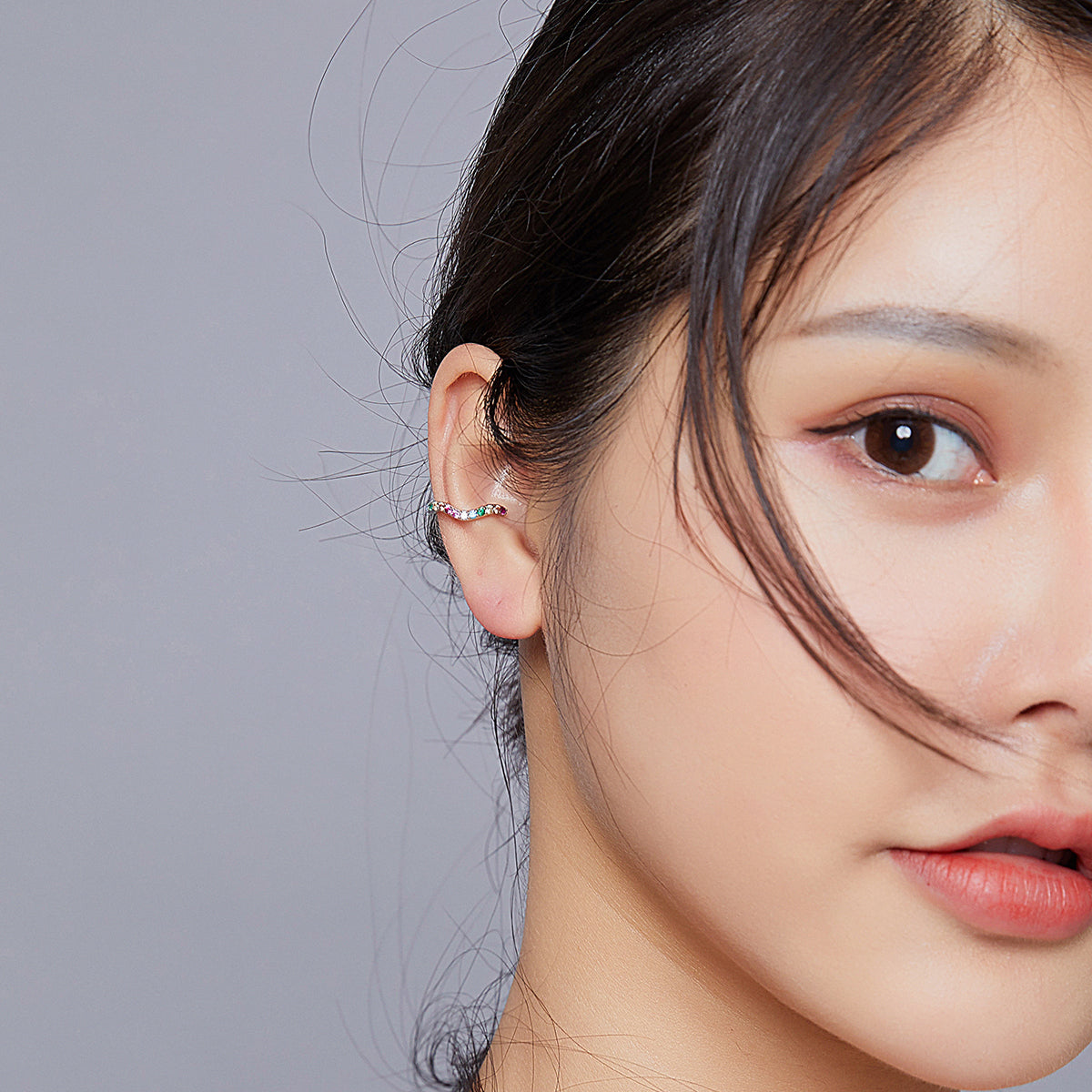 925 Sterling Silver Earrings with Pavé Set CZ, 1.6cm Length, 1.2cm Thickness, Women