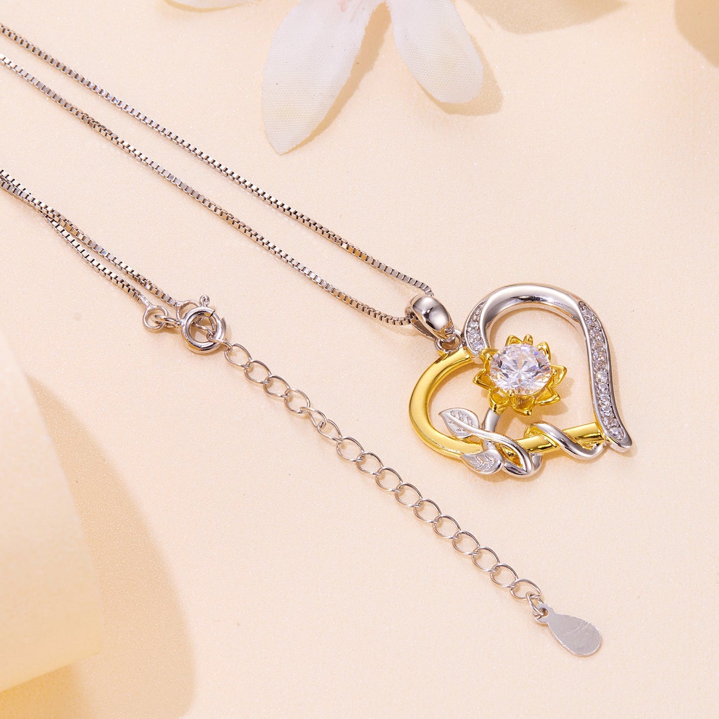 925 Sterling Silver Plated Gold Moissanite Necklace with Pavé Setting for Women