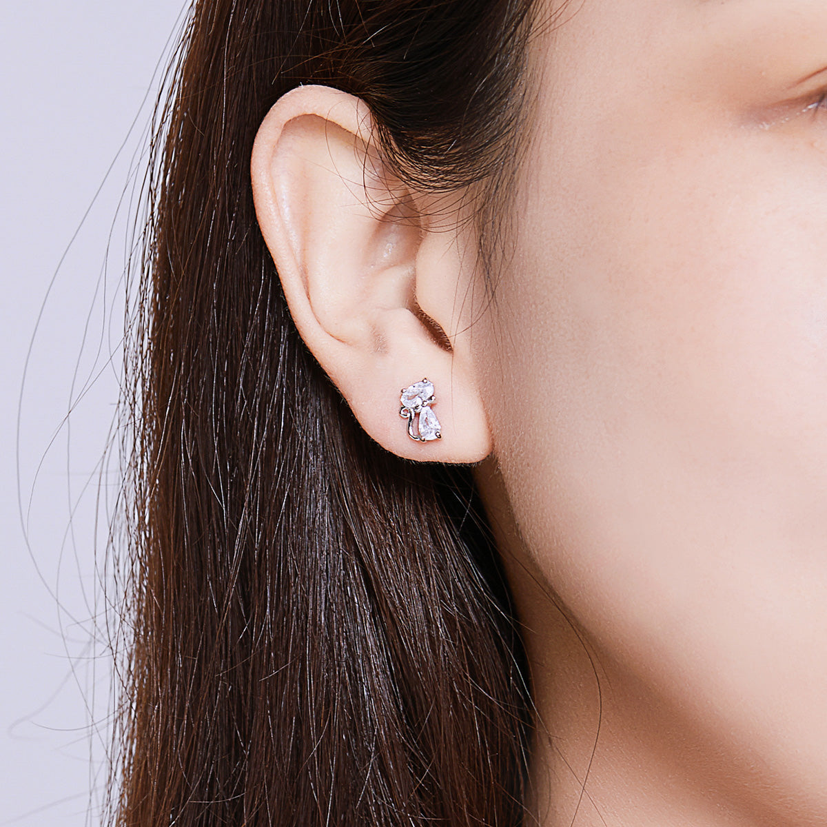 925 Sterling Silver Plated Platinum Earrings with Pavé Setting CZ for Women