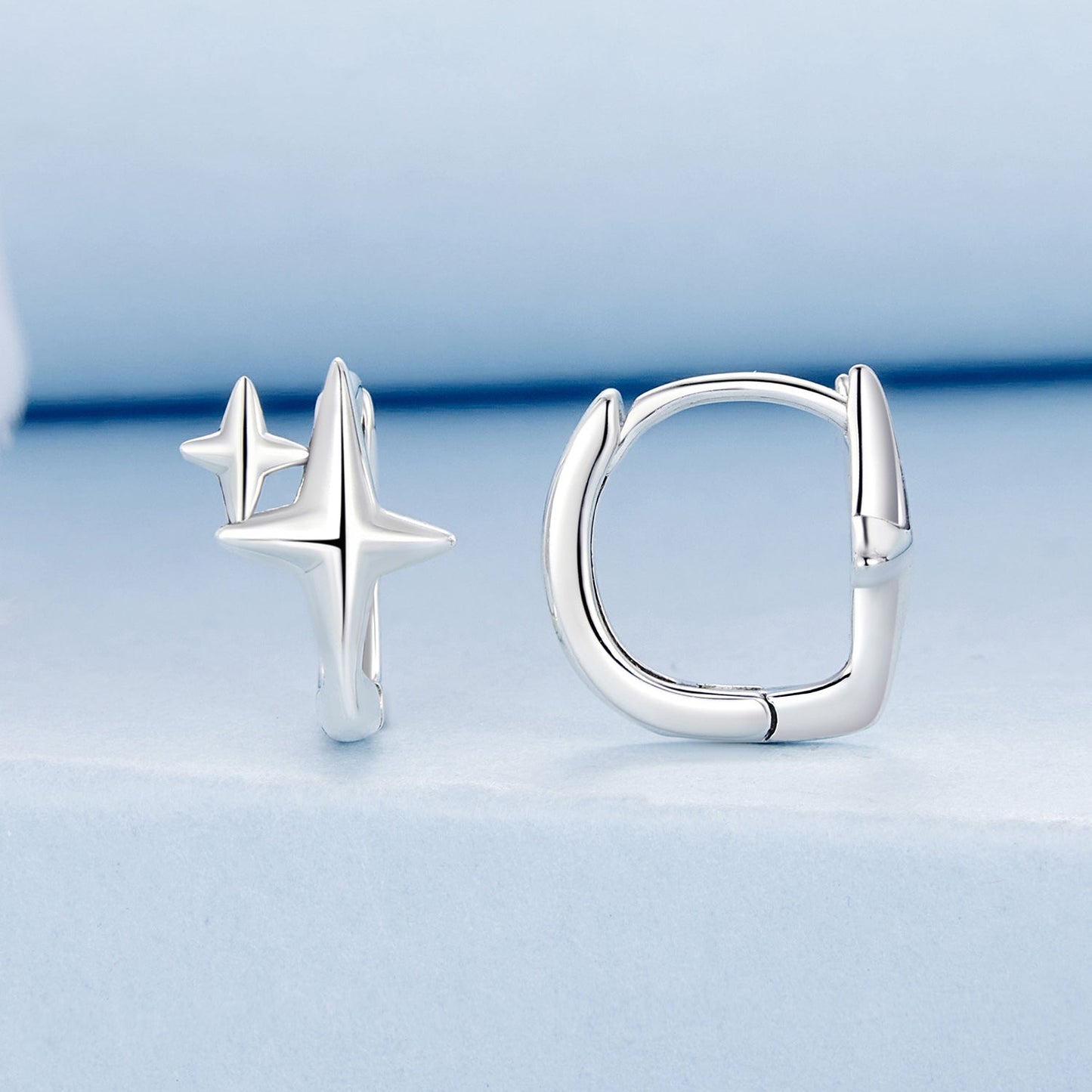 925 Sterling Silver Earrings with White Gold Plating, Size 1.2*0.9cm for Women